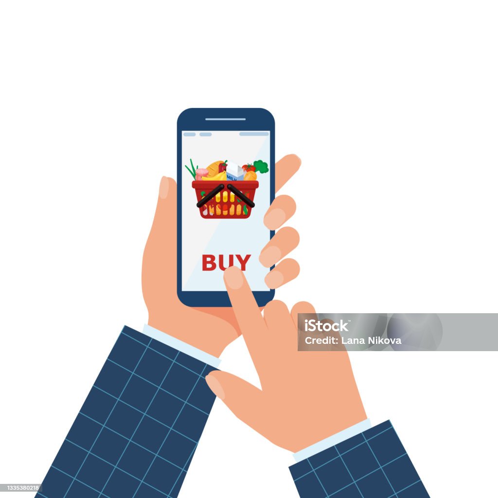 Phone Order Graphics Online Product Delivery Order Via Phone Vector Illustration Stock ...