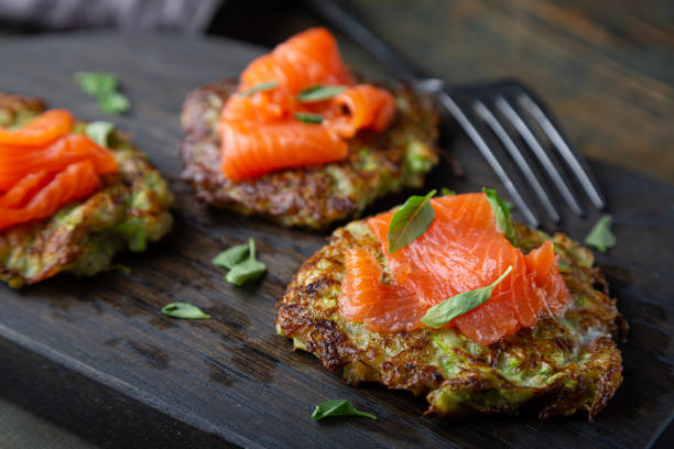 istock Zucchini pancakes with smoked salmon 1335386037