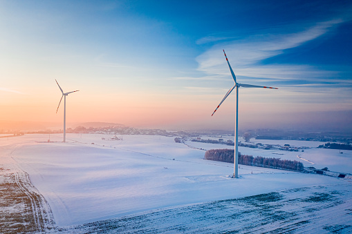 Green Energy, Wind Turbine at Sunset