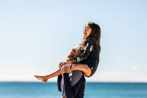 Aussie dad gives his daughter a shoulder ride