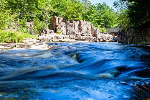 Eau Claire River running through the Dells of the Eau Claire Park in Aniwa, Wisconsin, horizontal