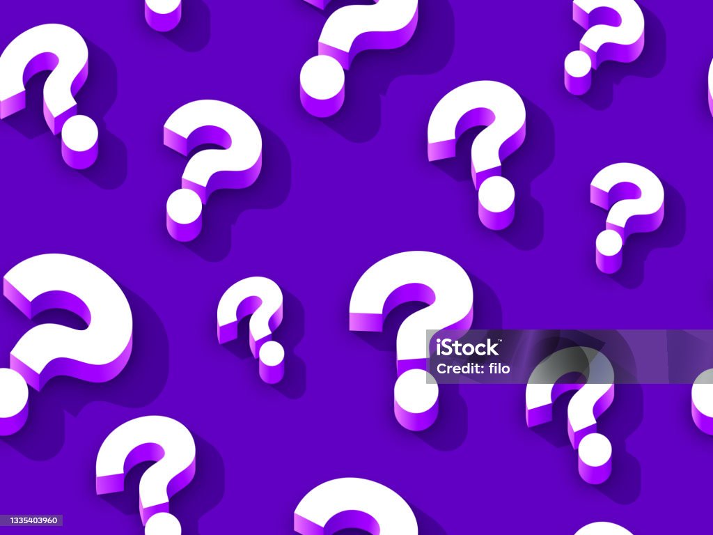 Seamless Question Mark Asking Questions Quiz Background Pattern Seamless tileable repeating question mark asking questions quiz FAQ background pattern with 3d question marks. Question Mark stock vector