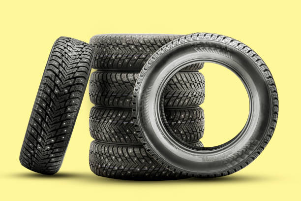 istock studded winter tires, a set of winter wheels 1335404879
