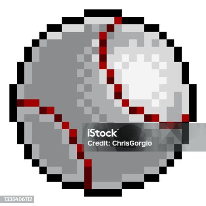 istock Baseball Ball Pixel Art Eight Bit Sports Game Icon 1335406112