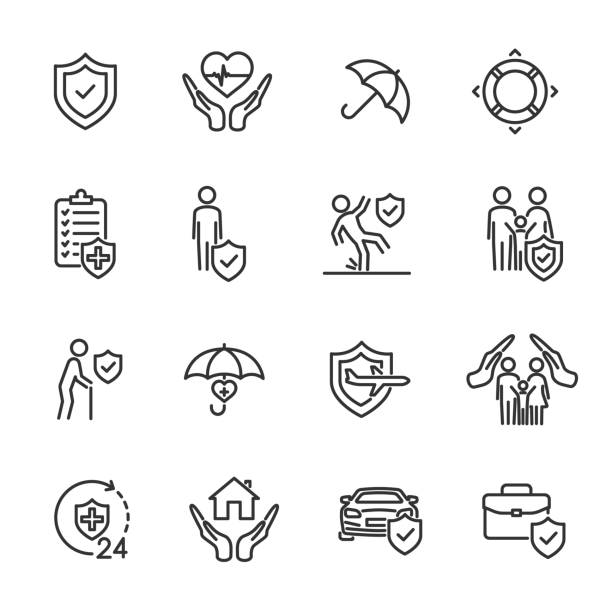 Vector set of insurance line icons. Vector set of insurance line icons. life insurance stock illustrations