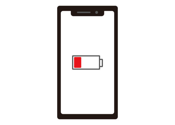 この図は、スマートフォンのバッテリー電力が非常に低い様子を示しています。 - scarcity点のイラスト素材／クリップアート素材／マンガ素材／アイコン素材