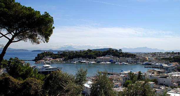 Ischia Porto z górą Vesuvius – zdjęcie