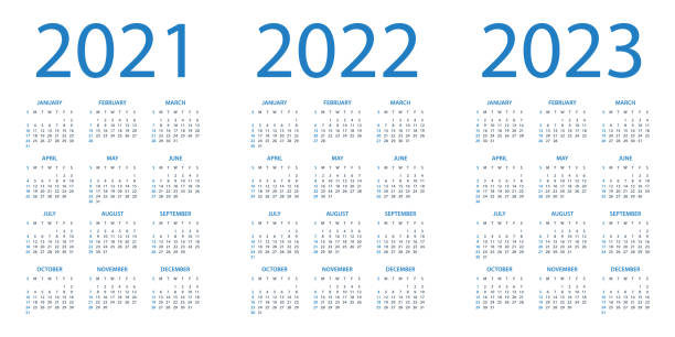 stockillustraties, clipart, cartoons en iconen met calendar 2021 2022 2023 - symple layout illustration. week starts on sunday. calendar set for 2021 2022 2023 years - april 2023