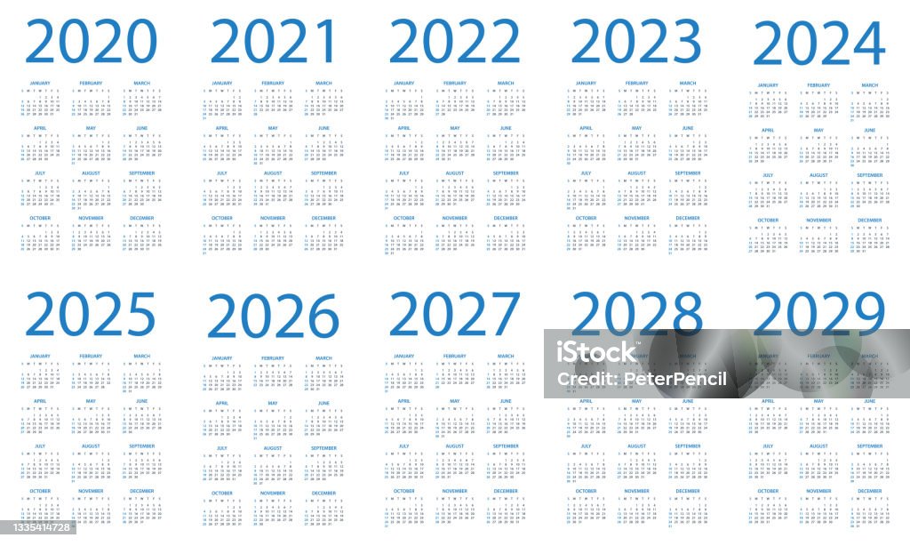 Vetores de Calendário 2020 2021 2022 2023 2024 2025 2027 2028 2029 Vetores de Calendário 2020 2021 2022 2023 2024 2025 2027 2028 2029