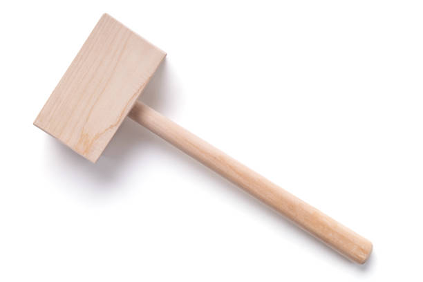 istock Wooden mallet tool for worker isolated at white background. Woodworking hand tools for jointer 1335420595