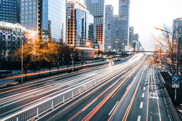 istock Night traffic in beijing 1335421518
