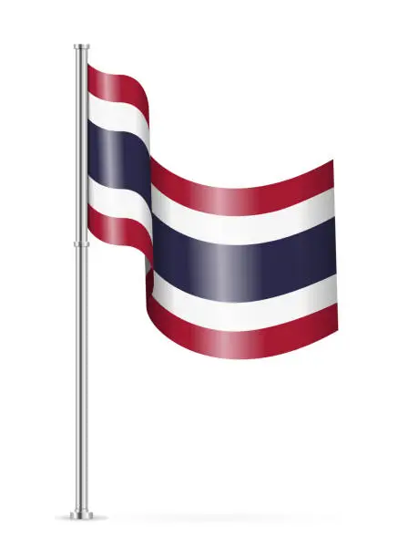 Vector illustration of Wavy flag of Thailand