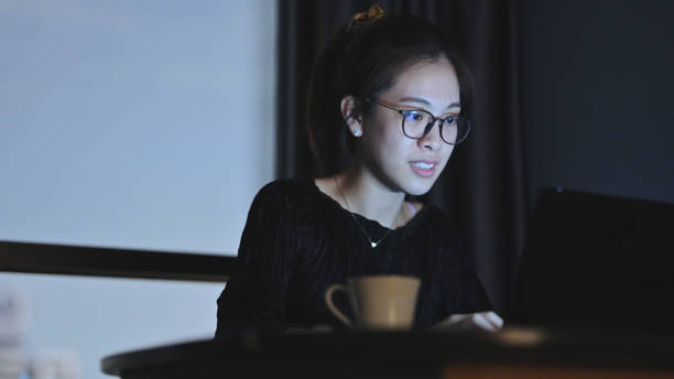 istock Asian gen z nerd student Education WFH online learning and self improvement concept. 1335424193
