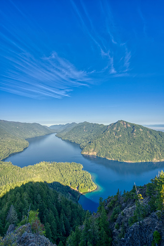 Lake Crescent as seen from Mt Storm King in the beautiful Olympic National Park in Western Washington State USA.