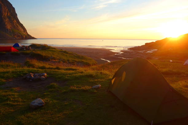 istock Camping on Kvalvika beach, Norway, Nordland 1335425295