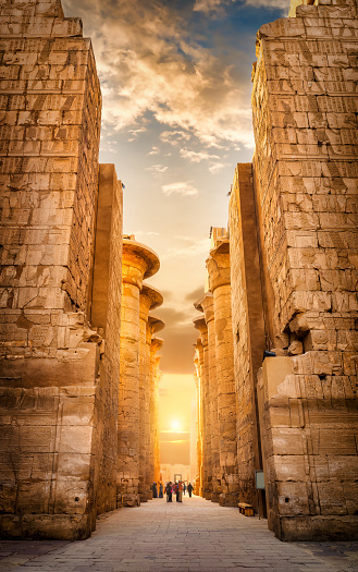 Luxor Karnak Temple in Egypt at sunset
