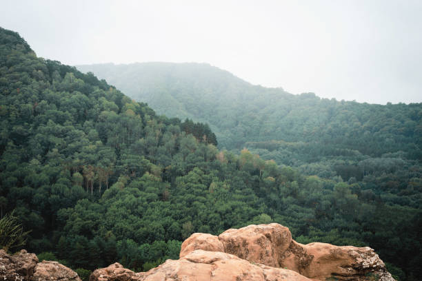 Mountain peak rocks landscape. Mountain panorama. Mountain range panoramic landscape. Mountain range panorama