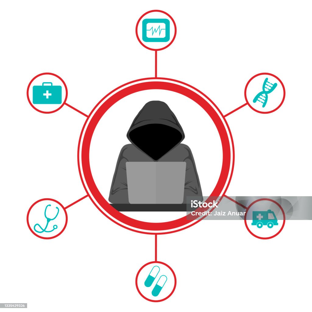 Cyber Security Threat At Online Protected Healthcare Information Database  Stock Illustration - Download Image Now - iStock