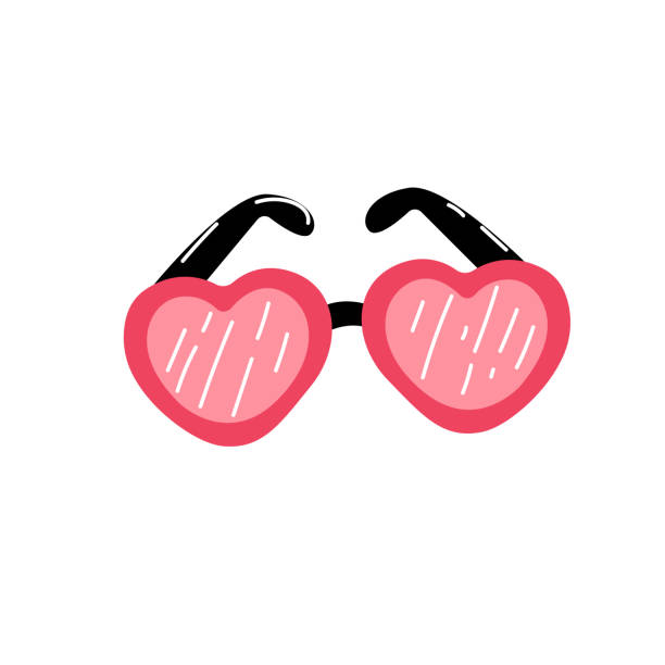 istock sunglasses pink hearts. glasses for summer. flat cartoon hand drawn image. stock vector illustration isolated on white background. 1335437664