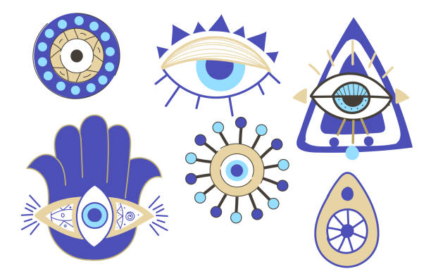 evil eye kollektion - evil eye beads stock-grafiken, -clipart, -cartoons und -symbole