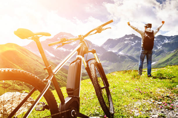 Mountain E Bike In Austria Mountain E Bike In Austria. Ebike Bicycle electric bicycle stock pictures, royalty-free photos & images