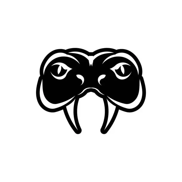 Vector illustration of Cobra face icon black illustration. The emblem with king cobra for a sport team. Print design for t-shirt.