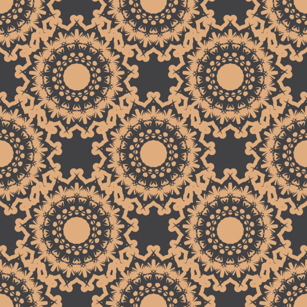 istock Dark dewy seamless pattern with vintage ornaments. Wallpaper in a vintage style pattern. Indian floral element. Graphic ornament for wallpaper, fabric, packaging and paper. 1335442162
