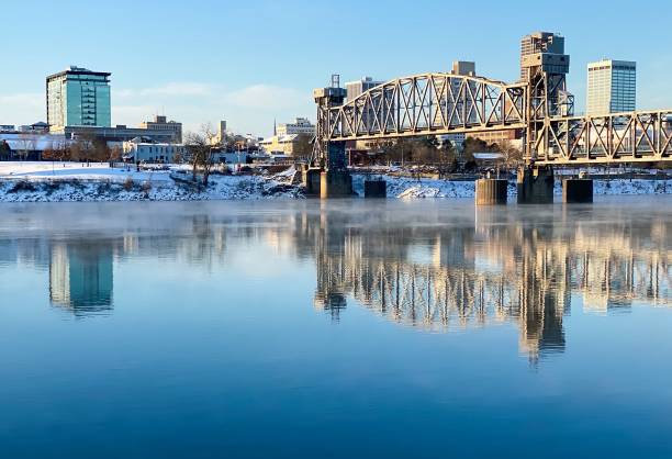 istock A Wintry Little Rock Skyline Reflected in the Arkansas River 1335445050