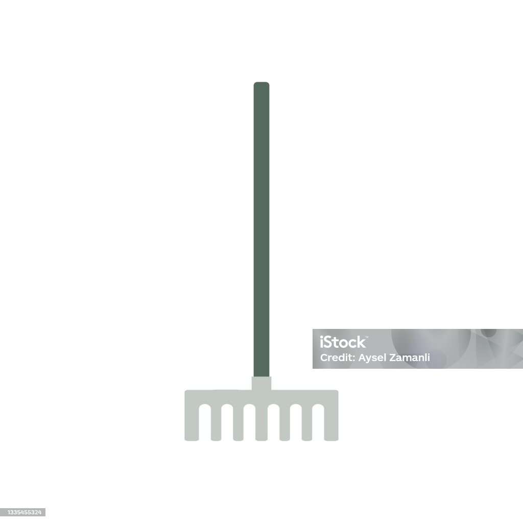 Vector Front View Floor Rake Rake Flat Vector Stock Illustration - Download Image Now - Agriculture ...