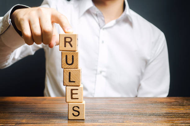 istock A man holds a tower of blocks with the word Rules from falling. Setting clear rule and restrictions. Leadership and discipline. Authoritarianism, tight control framework. Norms and laws in society 1335459180