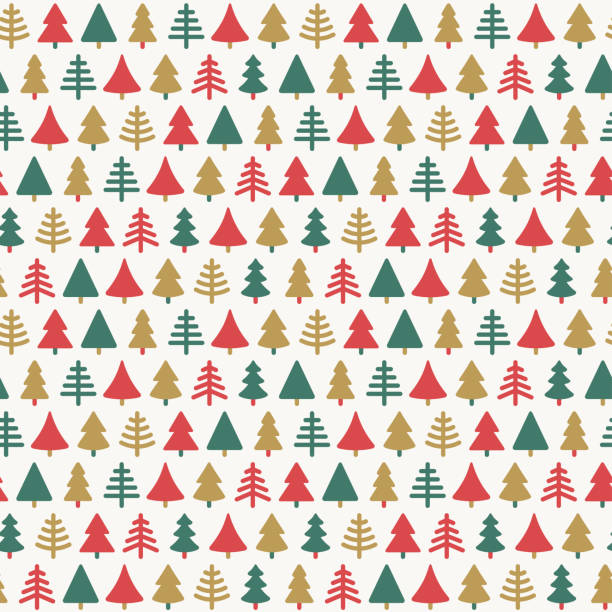 ilustrações de stock, clip art, desenhos animados e ícones de winter fir tree seamless pattern - new years eve christmas paper christmas fir tree