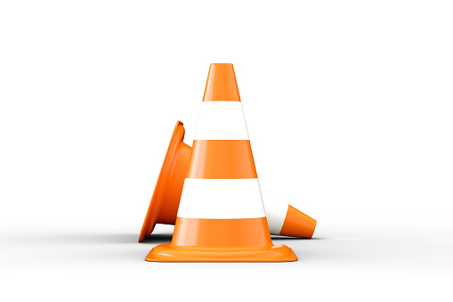 3d rendering of Traffic Cone on White Background.