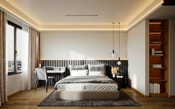 istock 3d render of luxury hotel room 1335465729