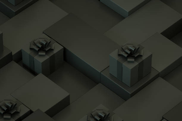 Black Friday Background, Gift Boxes on Block Shapes