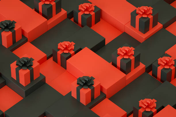 istock Black Friday Background, Gift Boxes on Block Shapes 1335468805