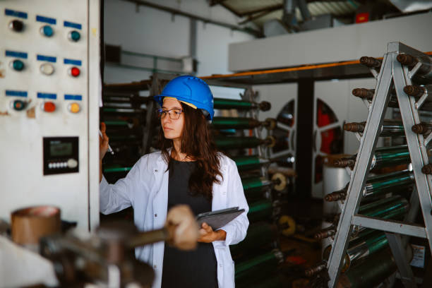 istock Female technician inspecting the upcycling facility warehouse 1335470663
