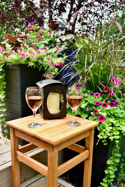 istock Outdoor oasis setting on secluded deck for relaxation on summer vacation rental, rustic luxury villa cabin with view 1335475475