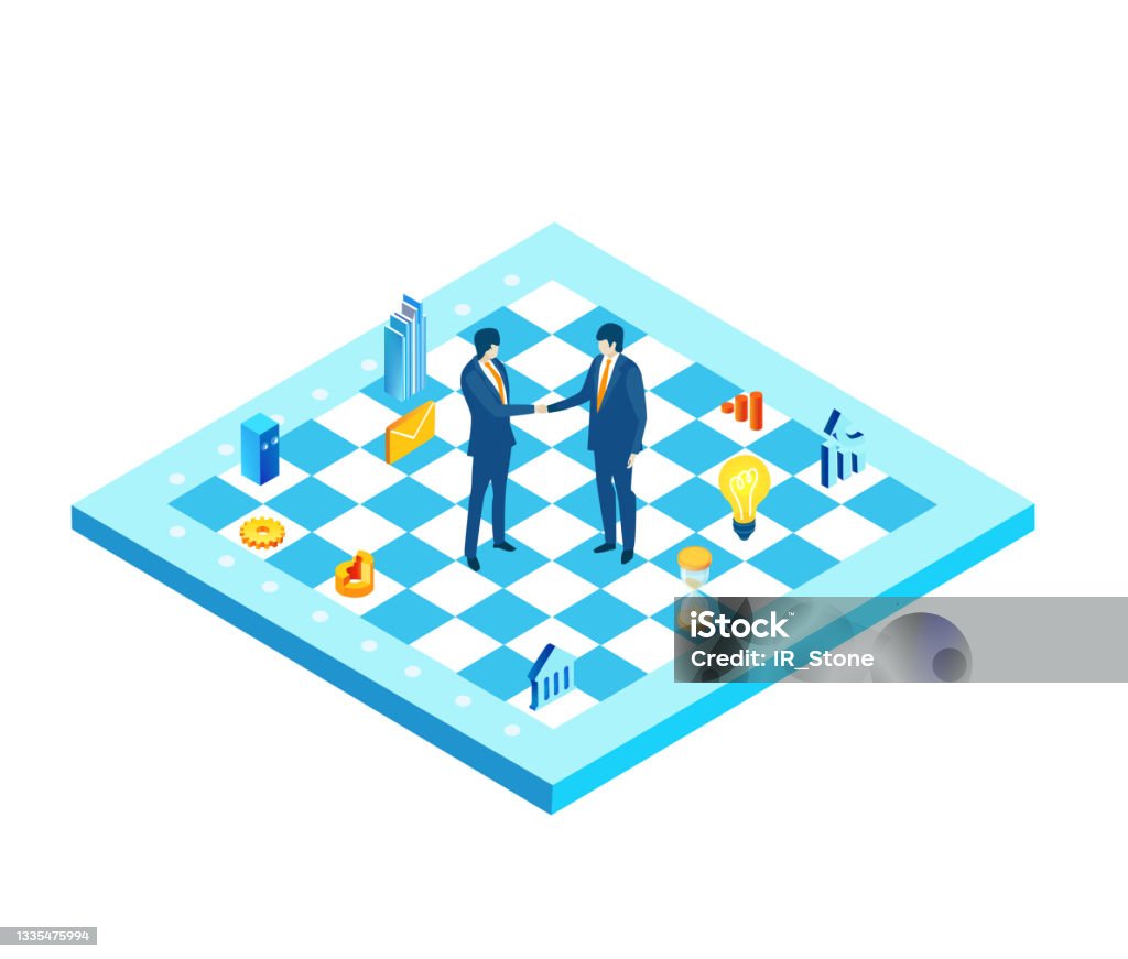 Hotel Business Chess Concept  Isometric, Hotel, Flat design illustration