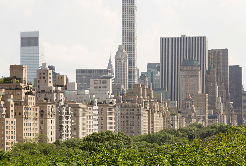 Residential buildings along the Upper East Side stretch of Central Park in New York City.