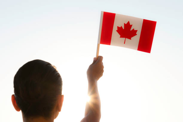 istock Woman with Flag 1335482102