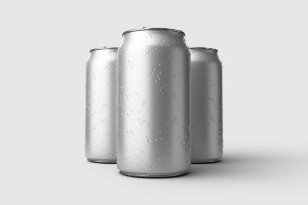 istock 350ml Energy drink soda can mockup template with water droplets, isolated on light grey background. 1335487810