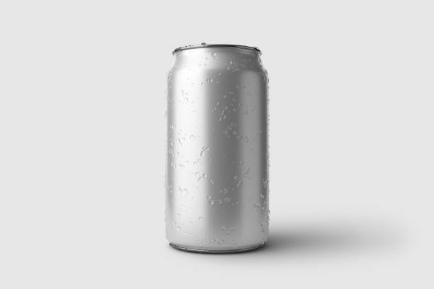 istock 350ml Energy drink soda can mockup template with water droplets, isolated on light grey background. 1335487836