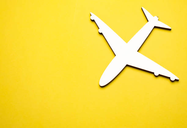 istock Top view for Airplane models on a yellow background. 1335488771