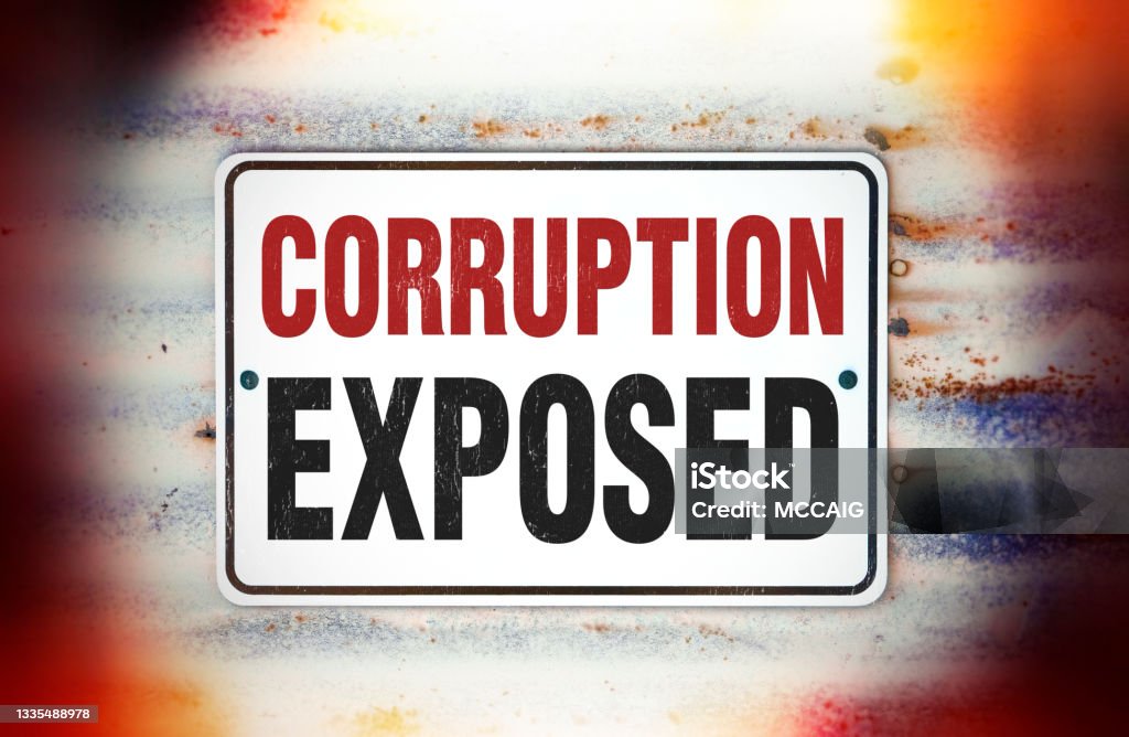 Corruption Exposed Sign Corruption Stock Photo