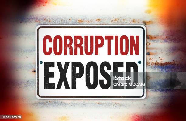 Corruption Exposed Sign Stock Photo - Download Image Now - Corruption, Blame, Color Image