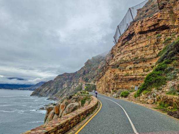 Rocky and scenic Chapman's peak drive between Hout bay and Noordhoek in Cape town stock photo