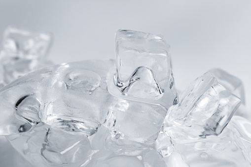ice cubes closeup on white background