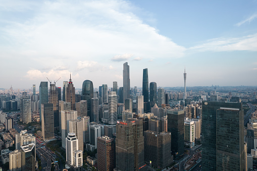 Aerial view of urban skyline