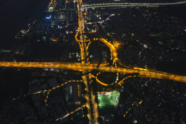 istock Aerial view of overpass at suburban district 1335510051