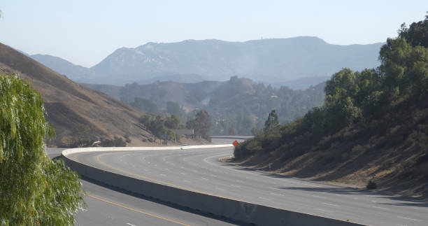 istock Woolsey Fire, Malibu California Post fire 101 Highway Empty 1335512228